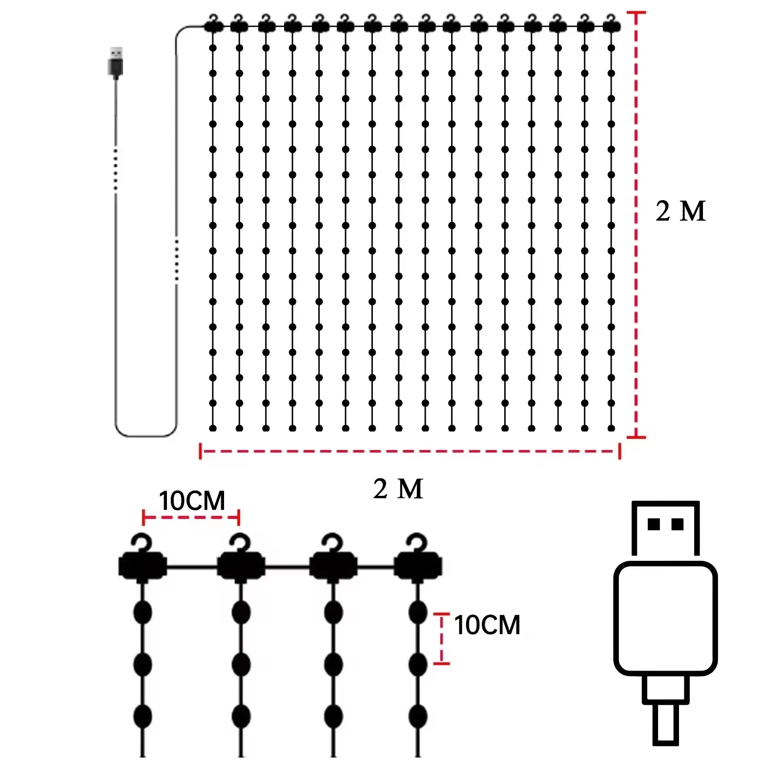 400Leds Smart Curtain String Light Bluetooth APP Control Christmas Fairy Light DIY Picture Display Garland Party Wedding Decor