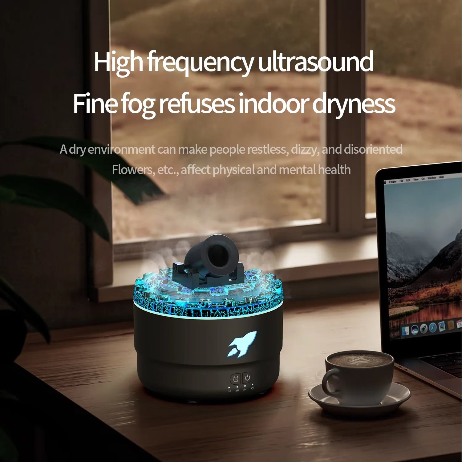 2024 New Creative Fort Aromatherapy Machine Household Lava Crack Humidifier